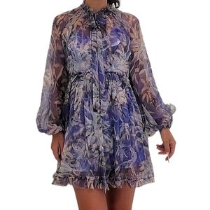 ZIMMERMANN Blue Print Chiffon Dress